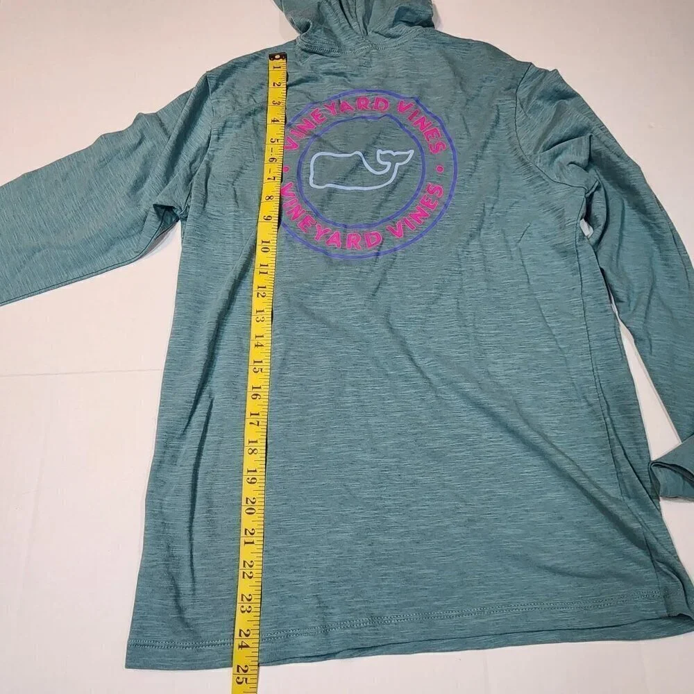 Vineyard Vines t-shirt hoodie size L / 16 girls whale dot sea clay green